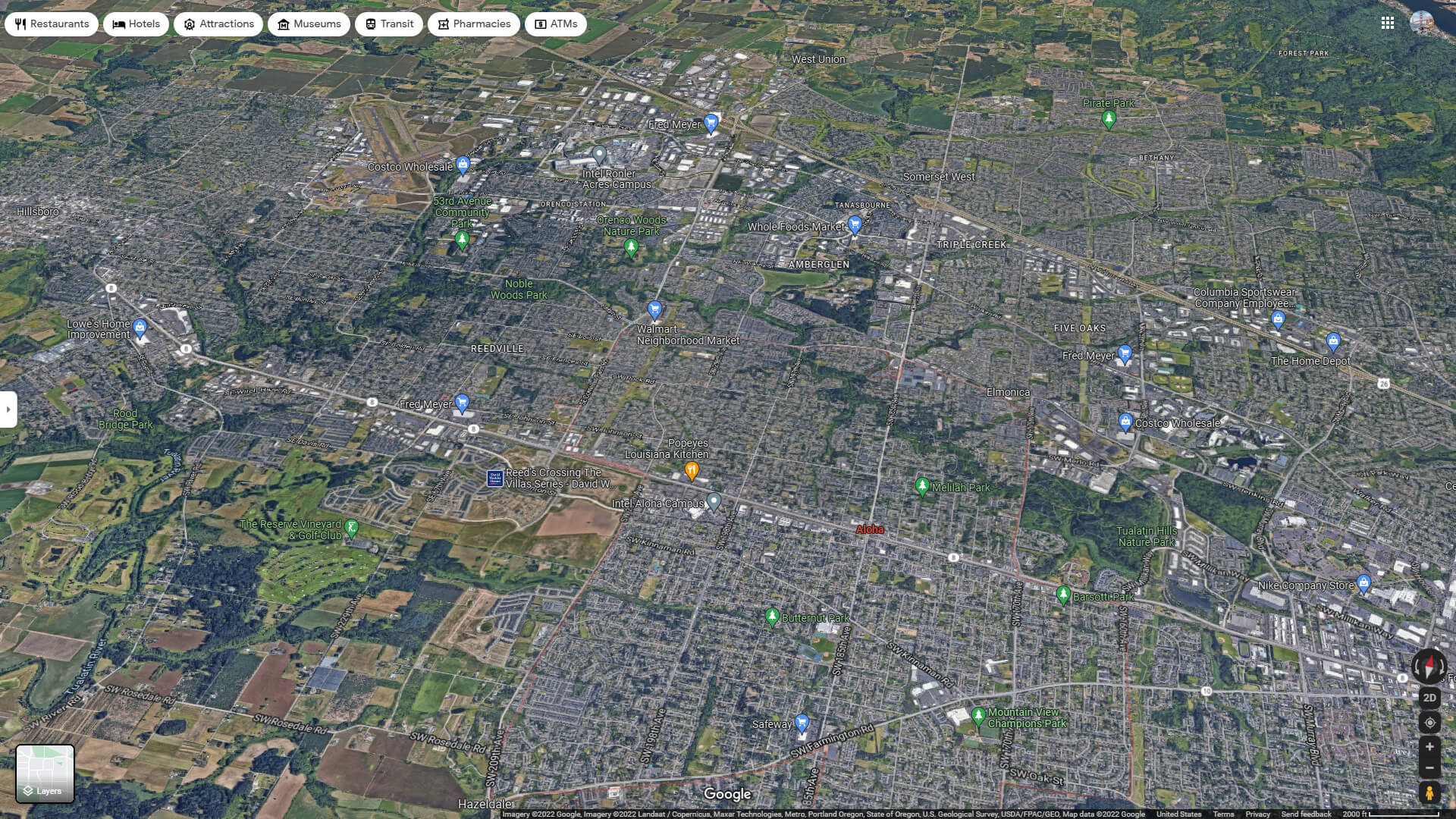 Aloha Aerial Map Oregon